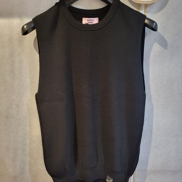 MARTINE ROSE Crew Neck Knitted Vest with Signature Label - Picture 3 of 8